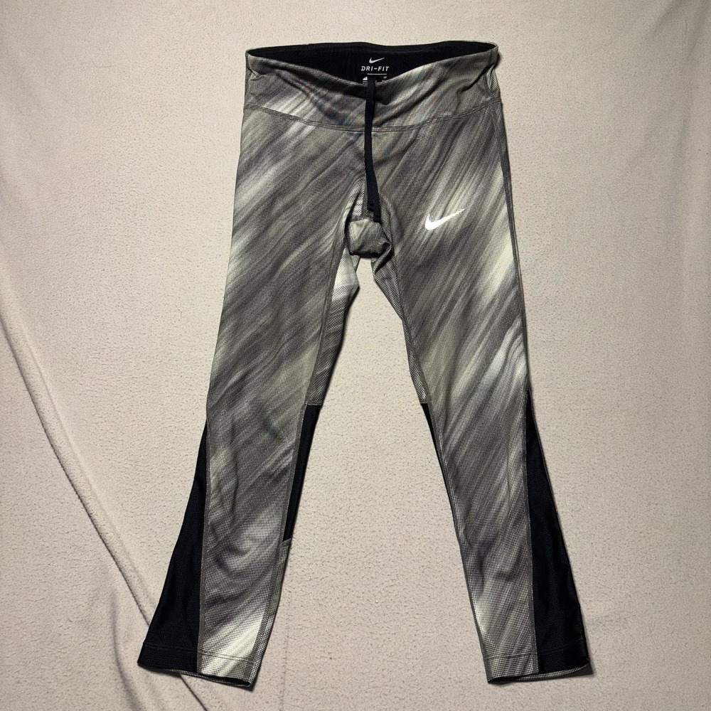 NIKE DRI-FIT Size XS Women Gray Stretch Back Pocket‎ Athletic Cropped Leggings